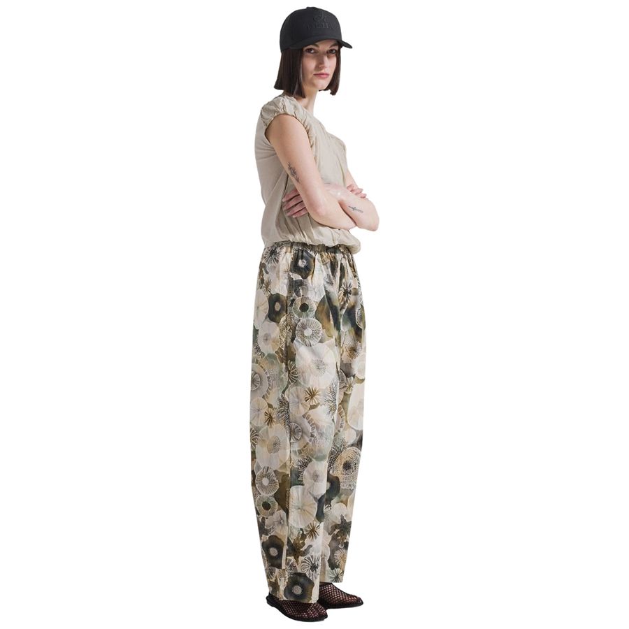 Pantaloni relaxed in popeline effetto parachute all-over verde da donna Deha | D4273557717